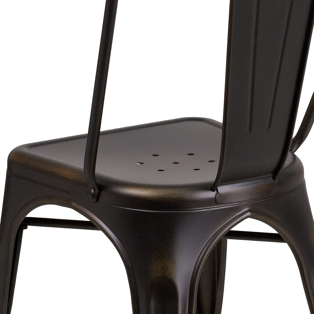 Distressed Copper Metal Indoor/Outdoor Stackable Chair