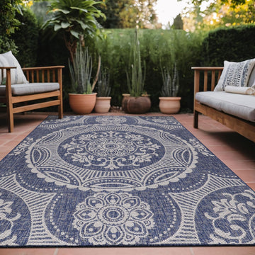 Medallion Outdoor Rug 5x7 Washable Outside Carpet for Indoor Patio Porch Waterproof Easy Cleaning No