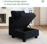 Sectional Couch with Storage, Modular Sectional Sofa, Velvet Couches for Living Room, Black