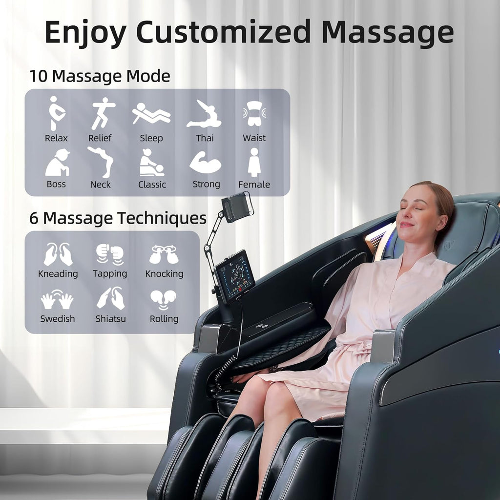 4D Massage Chair Full Body Extended SL-Track Zero Gravity Shiatsu Recliner | 3-Zone Heat,Foot Rollers,Thai