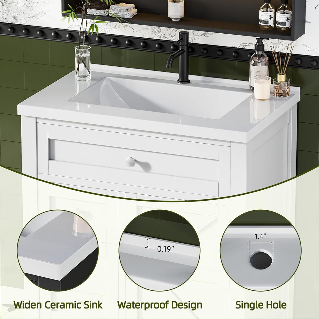 30'' Bathroom Vanity with Single Sink Combo, Freestanding Modern Bathroom Sink Cabinet