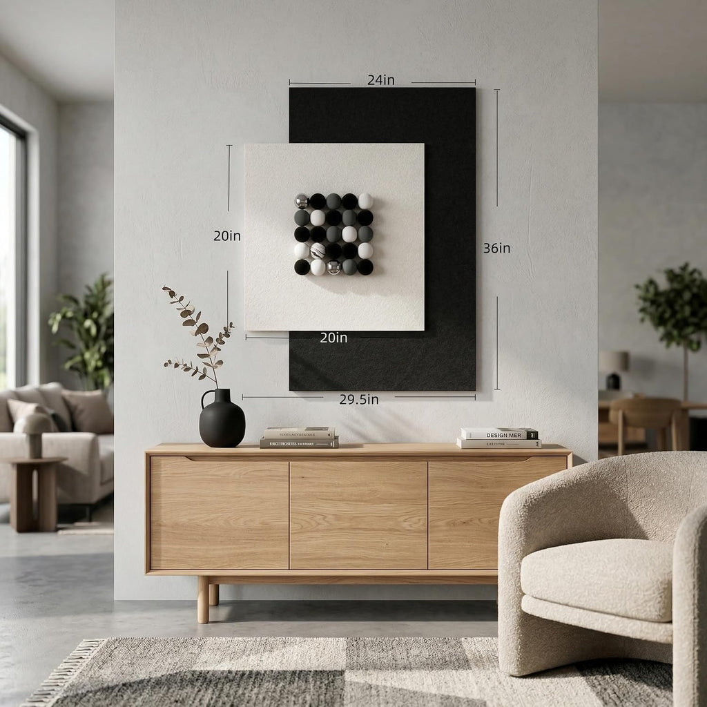 3D Wall Art Extra Large Sandstone Textured Wall Decor, Modern Black and White Abstract Artwork for Walls, Minimalist - Set of 3