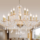 Modern Elegant 15 Lights K9 Crystal Glass Chandelier Golden Pendant Ceiling Lighting European Style for Dining Living Room Bedroom Transparent,15 E12 Bulbs Required A110-B0DRF69KR1