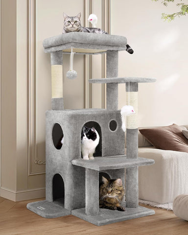 Cat Tree Tower for Indoor Cats, 50-inch Adult Cat Tree House for Large Adult Cats with Steps, Scratching Post