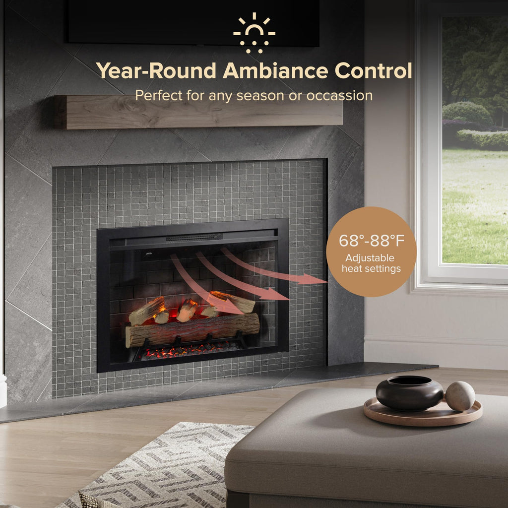Uptown 36" Smart Electric Fireplace Insert with Remote Control, Alexa/WiFi Enabled - 400 Sq Ft Electric Heater with