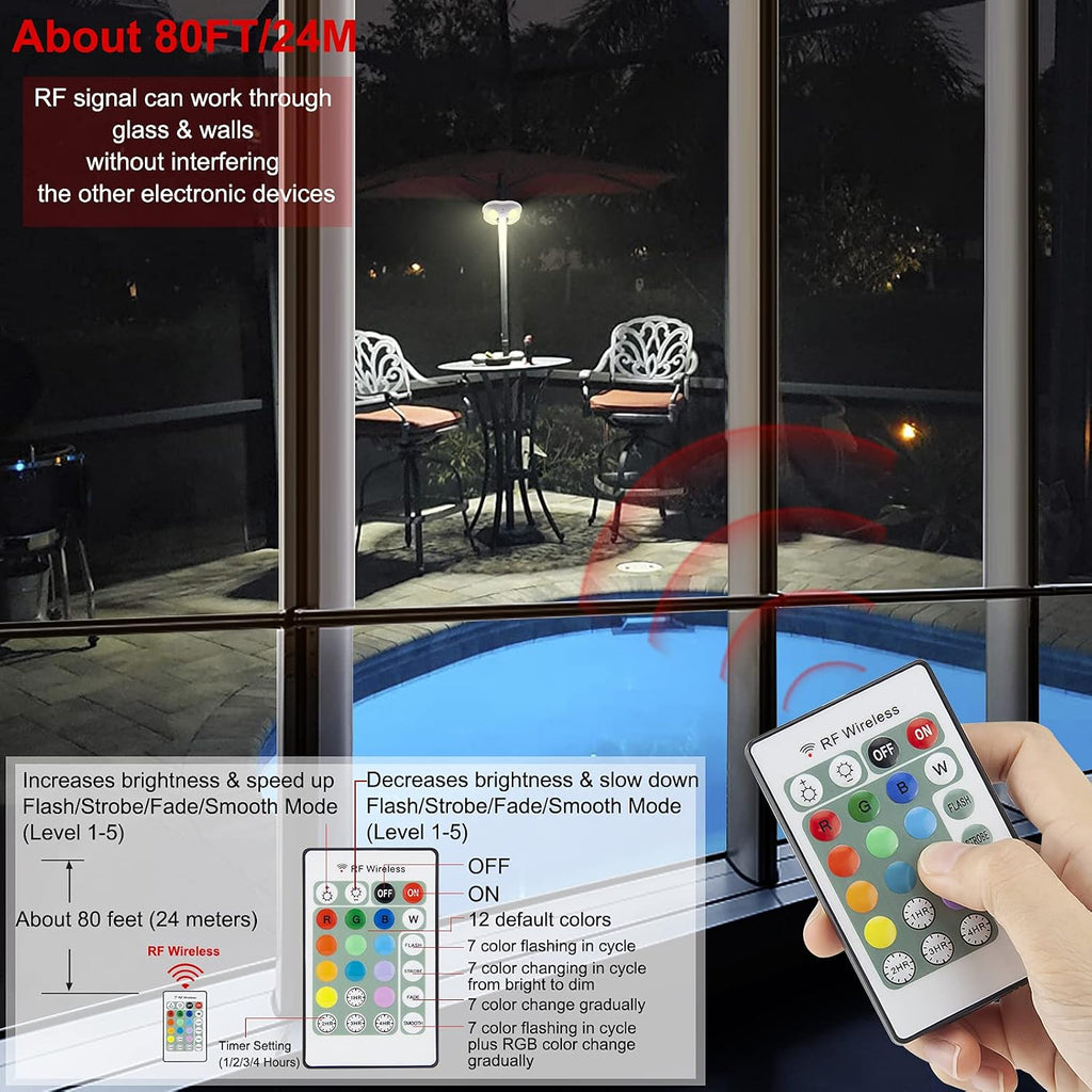 Patio Umbrella Lights Outdoor Umbrella Pole Light Battery Operated Cordless 12 Color Changing Umbrella Light with