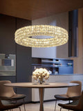 Dia 24" Modern Crystal Chandelier Black Ring Chandelier Adjustable Height Luxury Crystal Pendant Ceiling Light Fixture for Dining Living Room Bedroom A122-B0CJ56NBLM