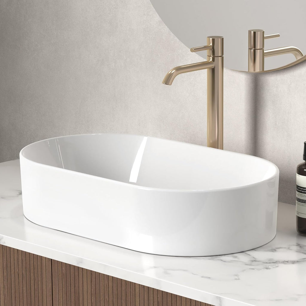 KES Bathroom Sink, White Vessel Sink for Bathroom