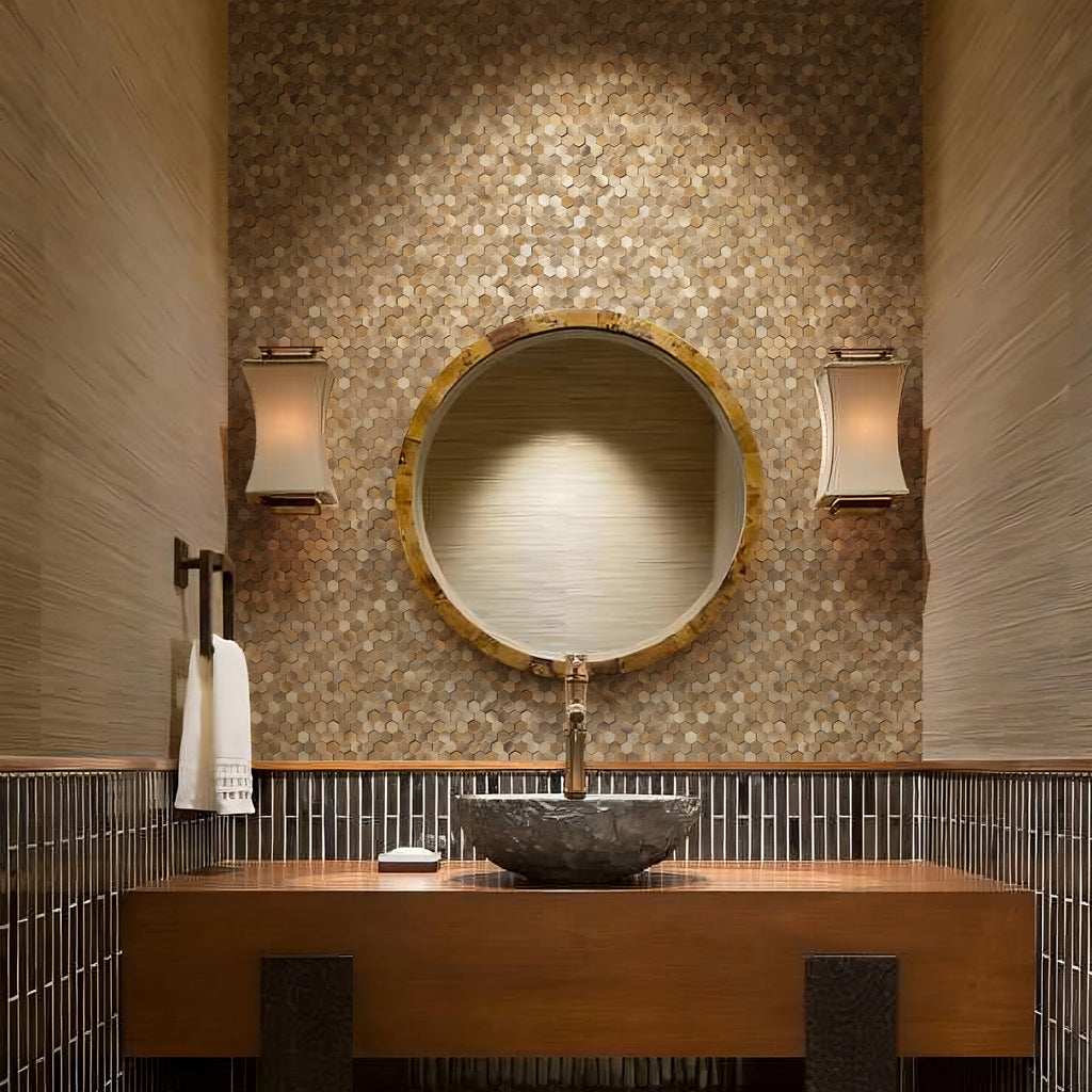 Mosaic Peel and Stick Backsplash Tiles, 8 Sheets, Copper