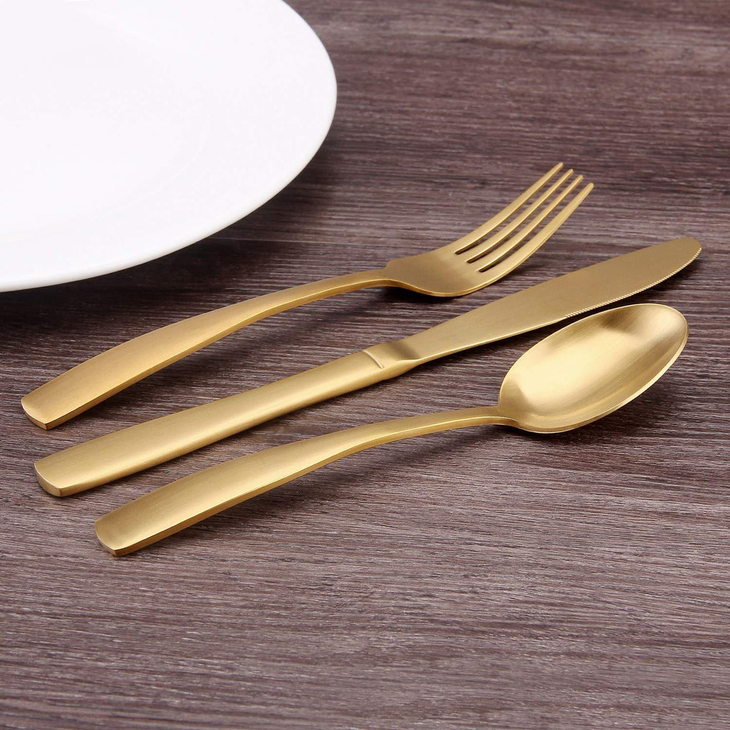 Matte Gold Silverware Set, 20-Piece Stainless Steel Flatware Set, Kitchen Utensil Set Service for 4, Tableware