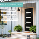 Fiberglass Entry Door 36x80'', French Exterior Door Right Hand Inswing Black Finished Frosted Glass Knock-Down Door