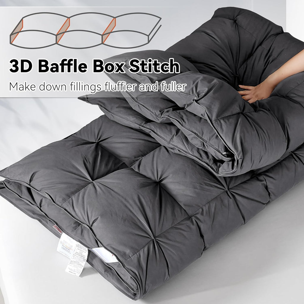 Premium Down Comforter Queen, Luxurious All Season Duvet Insert with Cotton Blended Fabric