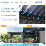 10x20FT Louvered Pergola Outdoor Sun Shade Shelter with Aluminum Frame and Adjustable Metal Rainproof Roof for Garden