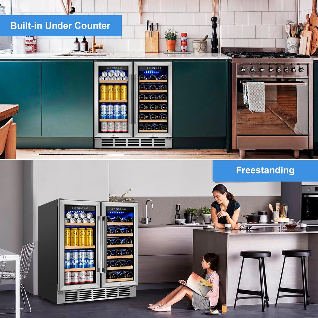 30" Wine and Beverage Refrigerator - Dual Zone Wine and Beverage Cooler