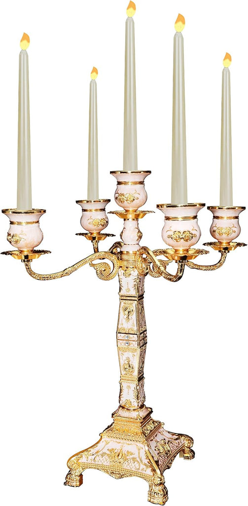 Metal Candelabra 17" Height, Candle Holder with 5 Arms,Antique Bronze Furnish Candle Holder, Centerpiece,Wedding