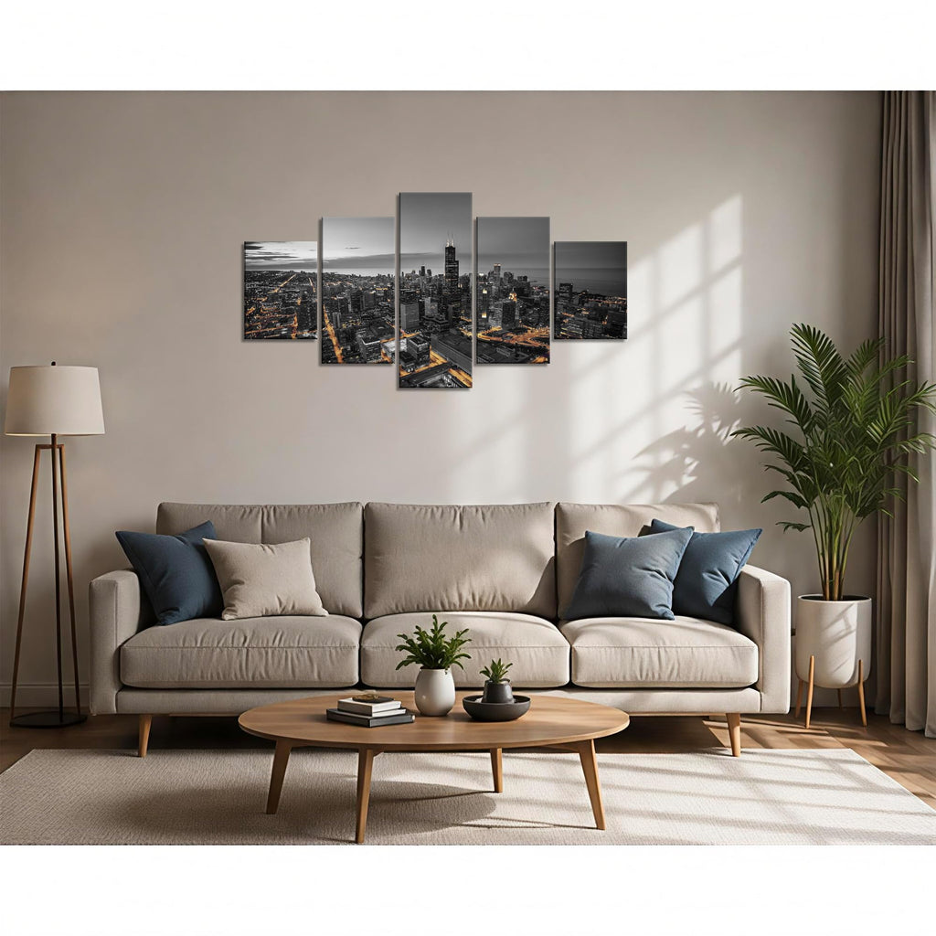 Chicago Wall Black and White Chicago City Canvas Prints(60"x32")