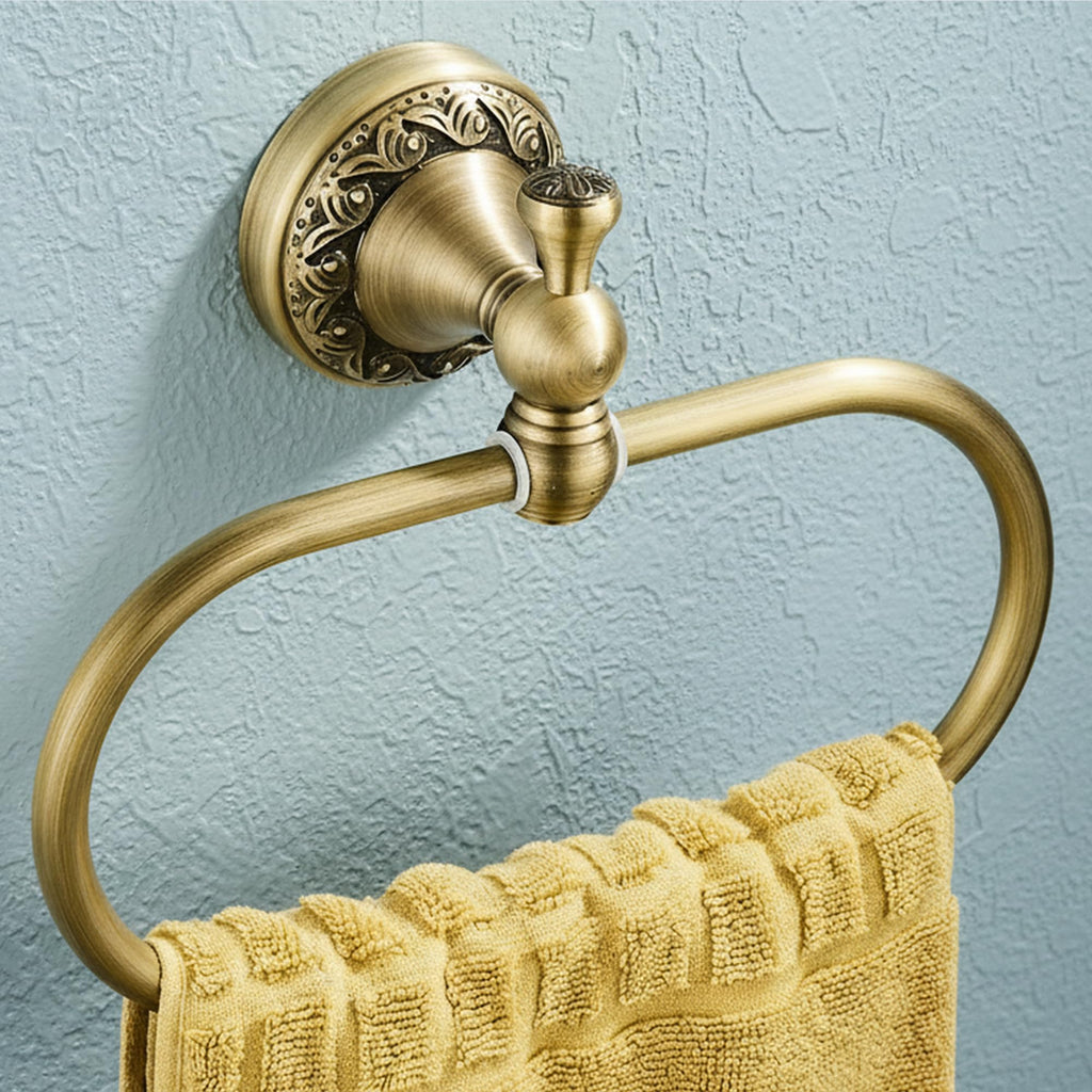 Oval Towel Ring Holder Brushed Brass Antique Wall Mount
