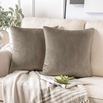 Pack of 2 Velvet Decorative Throw Decorative Pillow Cover Soft Solid Square Cushion Case