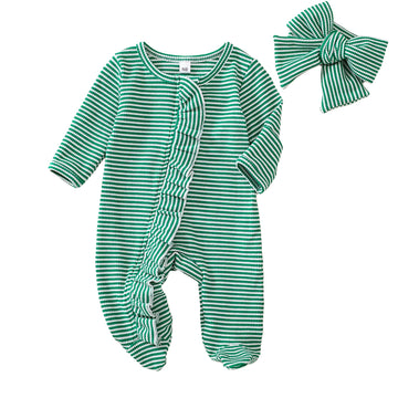 Newborn Baby Girls Boys Footed One-Piece Romper Waffle Knit Zipper Jumpsuit with Mitten Cuffs Fall Coming Home Outfit