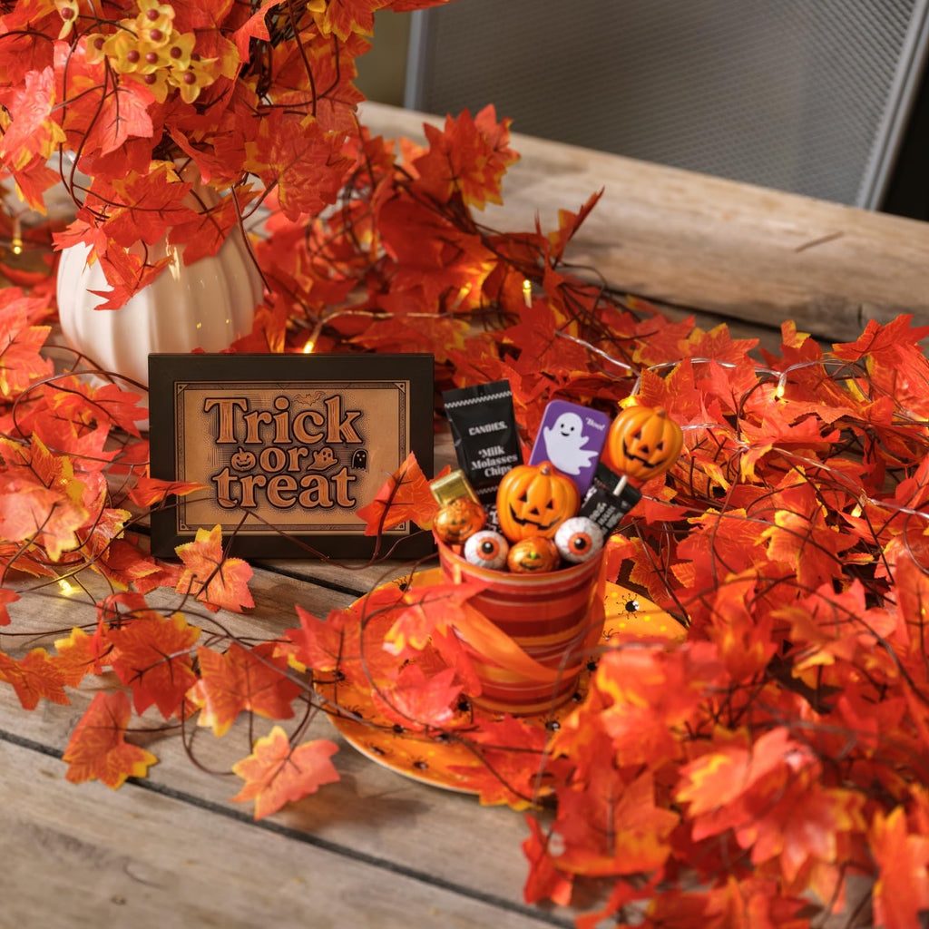 24 Pack Fall Leaf Garland, Total 168Ft Artificial Fall Maple Leaves Autumn Vines Garland Thanksgiving Decor Fireplace