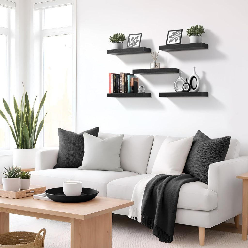 Floating Shelves for Wall - 16 Inch Floating Shelf & Wall Decor - Mounted Bathroom Shelves with Invisible Brackets