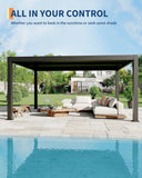 12x16ft Louvered Pergola - All-Aluminum Outdoor Pergolas with Adjustable Louvered Roof