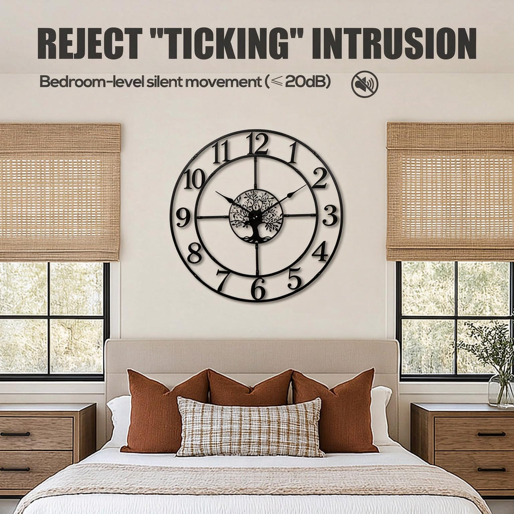 40 Inch Large Silent Wall Clock, Easy Assembly Arabic Numeral Black