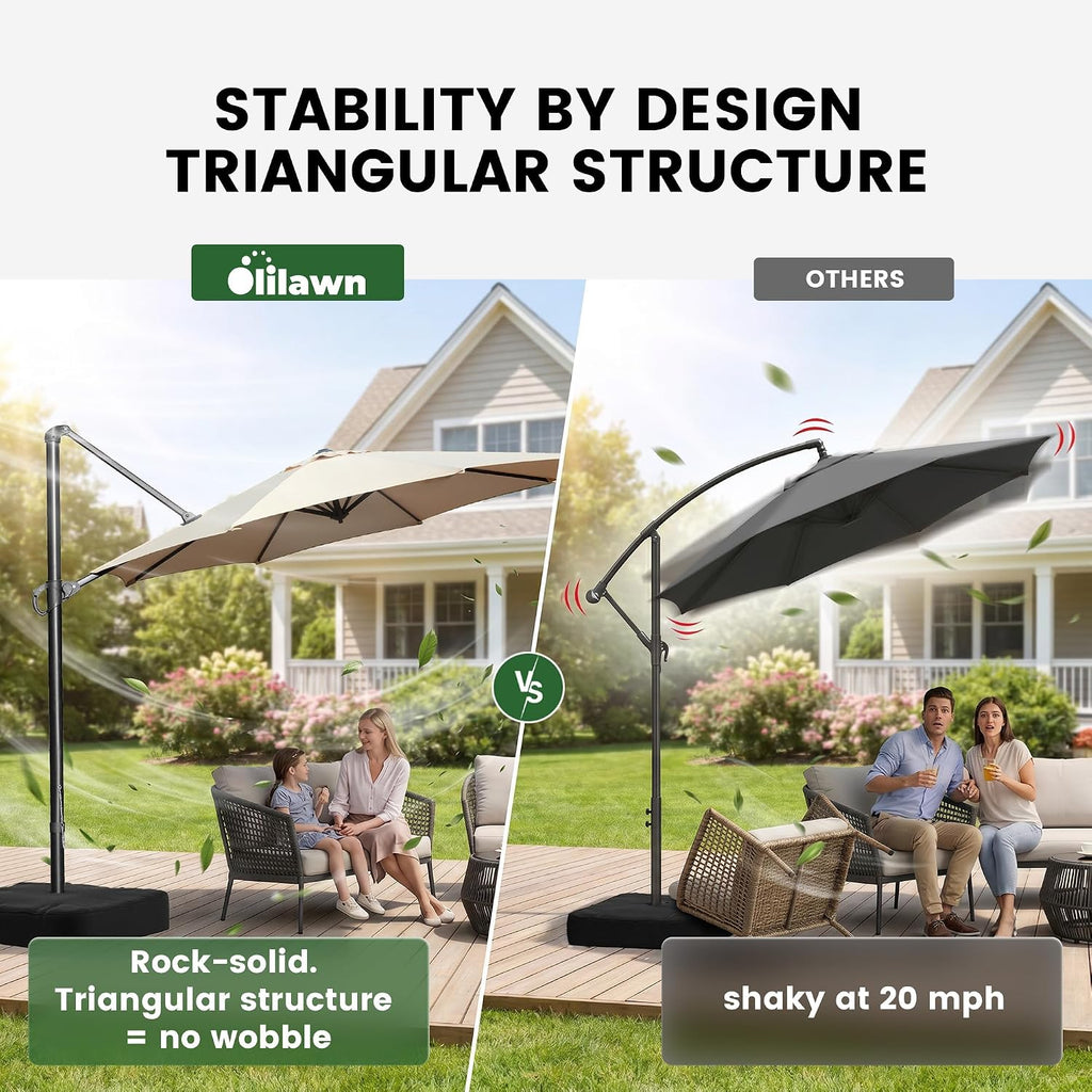 9' x 12' Cantilever Offset Patio Umbrella with Base Included