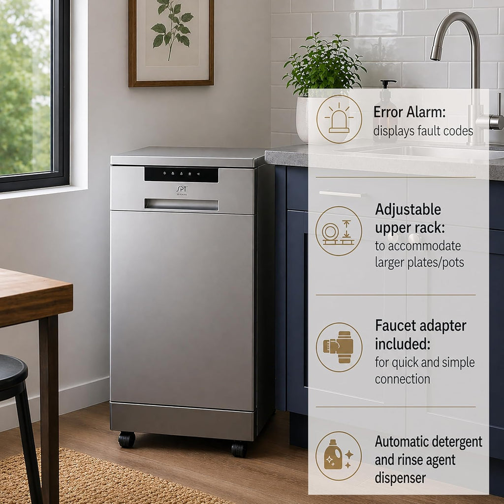 SD-9263SSA Stainless Steel 18″ Portable Dishwasher