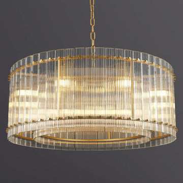 37" Modern Gold Round Chandelier,2-Tier 8-Light Water Ripple Crystal Glass Chandeliers,for Dining Room,Living Room,Bedroom,High Ceiling,Foyer Entryway,Luxury Chandelier