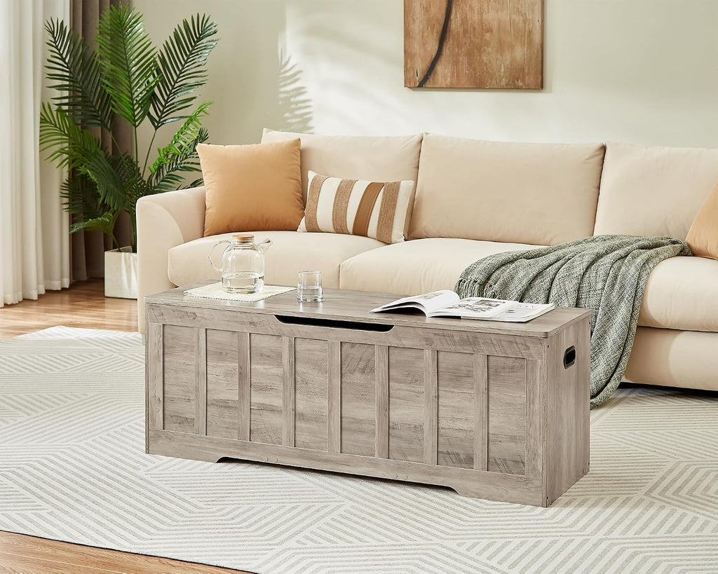 51.2" Storage Chest Extra Large,Storage Bench with 2 Safety Hinges,Shoe Bench,51.2 * 15.7 * 19.1 inches,Wooden Trunk