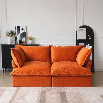 82.66" Sectional Couch for Living Room, Modular Sectional Sofa, Modern Convertible Couches, Cushion Covers Removable, Down Filled Soft Sofas for Living Room, Home, Apartment (Orange)