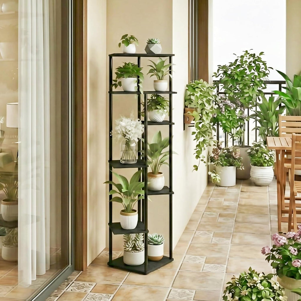 52.4" Tall 7-Tier Multiple Plant Stand Indoor, Black | Functions as Corner Flower Pots, Shelf, Decor Rack, Holder;