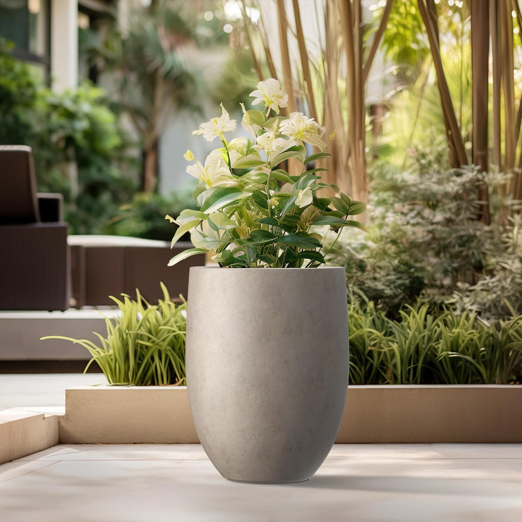 Modern Home Minimalist 21.7" Tall Weathered Concrete Bullet Planter | Minimalist, Handcrafted, Modern Decor