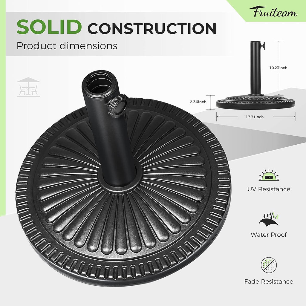 15" 23 lbs Round Patio Umbrella Base Pre-Filled Umbrella Stand Sun-Flower-Pattern Heavy Duty Market Umbrella Base Stand