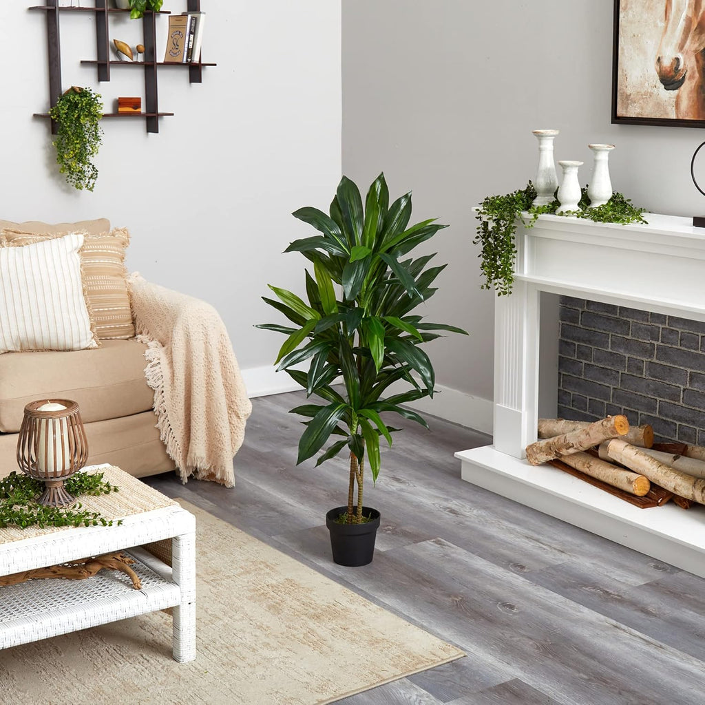 48 in Artificial Dracaena Real Touch Plant with Pot | Multi-Tonal Trunks, Large Indoor Silk Plant, Maintenance-Free