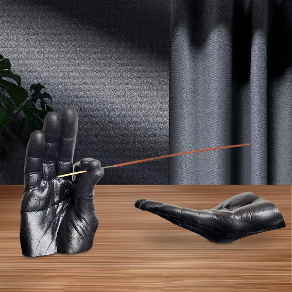Hand Statues Incense Burner Incense Holder Tabletop Ornament Decorative Figurines, Black