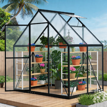 6x4 FT Small Greenhouse for Outdoors, Heavy Duty Walk-in Garden Greenhouse Kit with Adjustable Vent Window