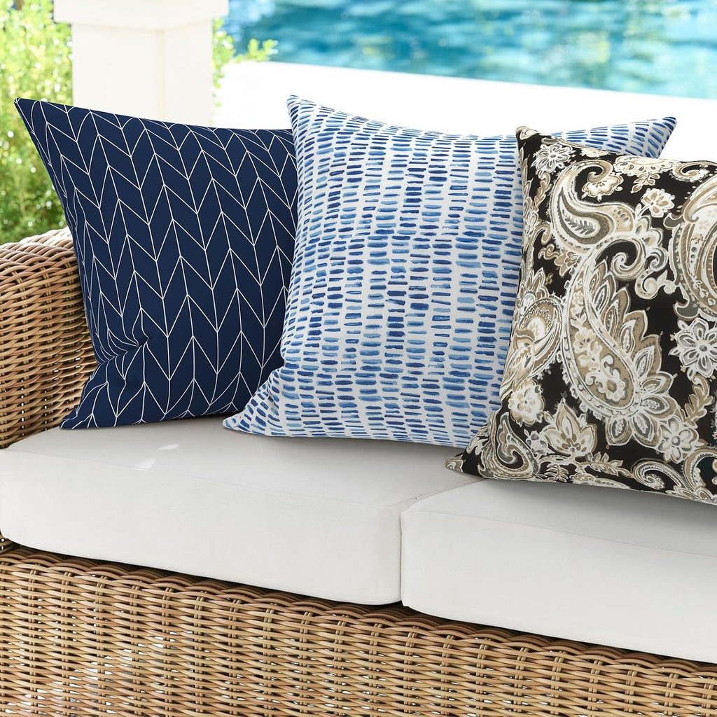 Pack of 2 Waterproof Outdoor Pillow with Inserts, 18x18 Square Patio Decorative Throw Pillow,Bench and Patio