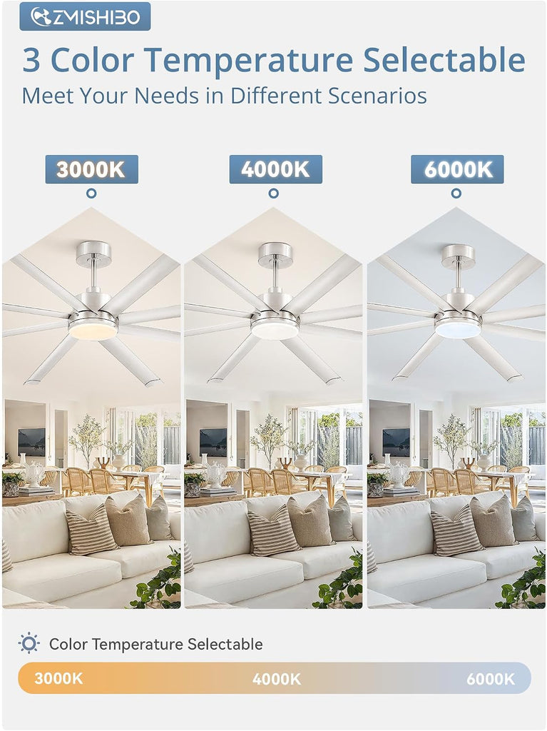 84" Ceiling Fan with LED Light and Remote - Nickel