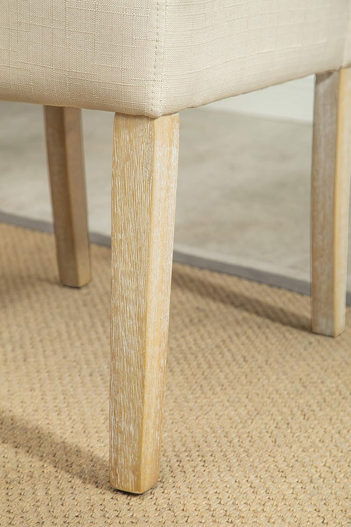 Solid Wood Tufted Parsons Dining Chair (Set of 2), Tan