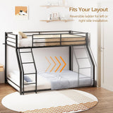Bunk Bed Twin Over Full, Metal Bed Frame with Safety Guardraild for Boys Girls, Junior
