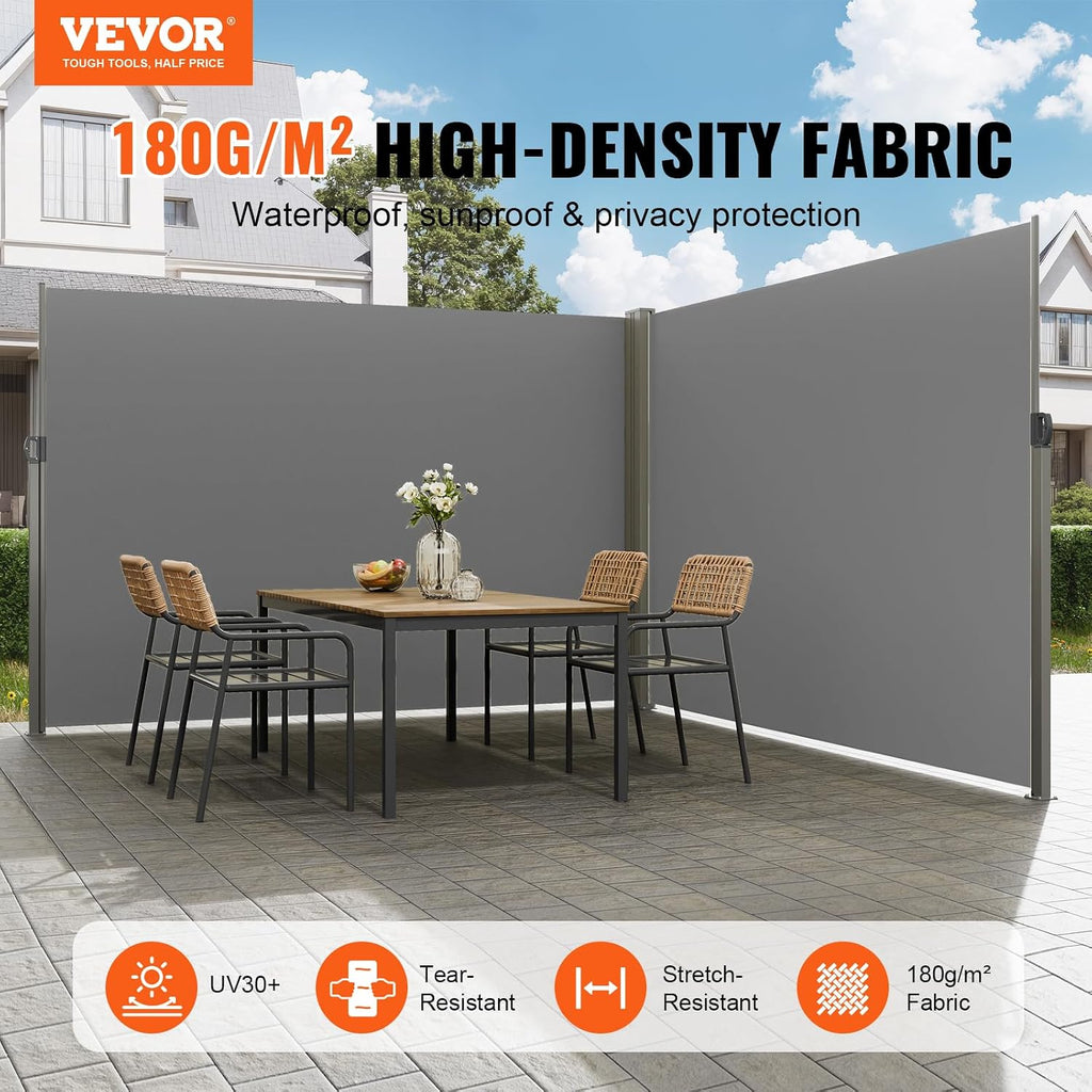 Retractable Side Awning, 79 x 236 in Outdoor Folding Privacy Screen, Waterproof & UV-Resistant Patio Privacy Screen