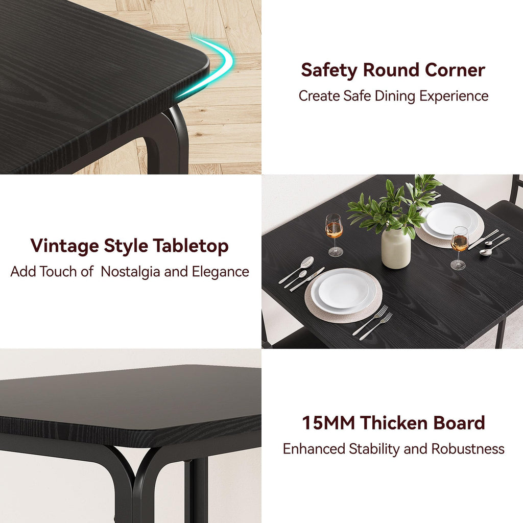3-Piece Kitchen Dining Room Table Chair Set for Small Space, Indoor Modern Dinette Set for 2, Square Dinner Table Set