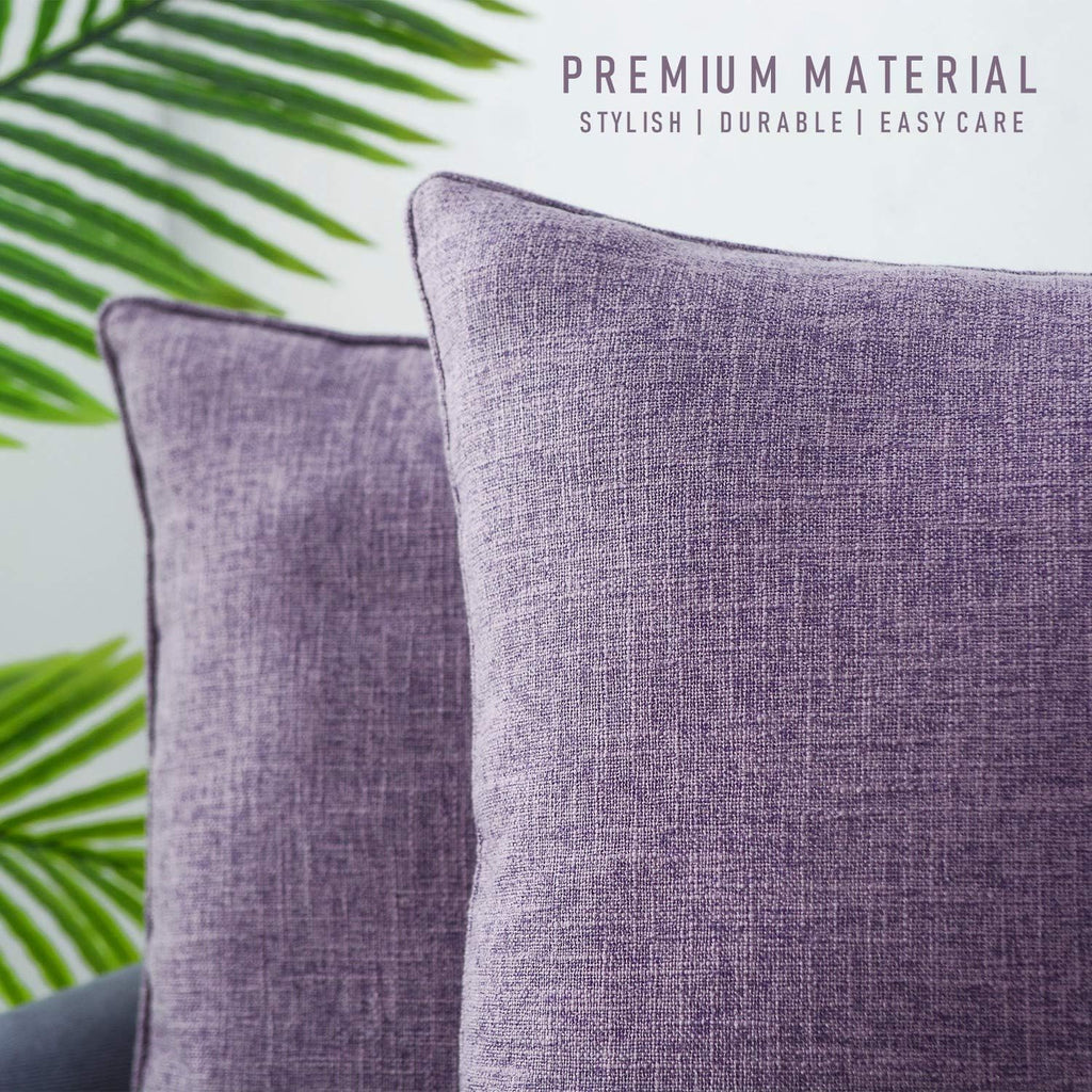 Linen Throw Pillow Covers Pack of 2, 18x18 Inch Accent Cushion Covers, Decorative Solid Color Pillow Covers, Chair