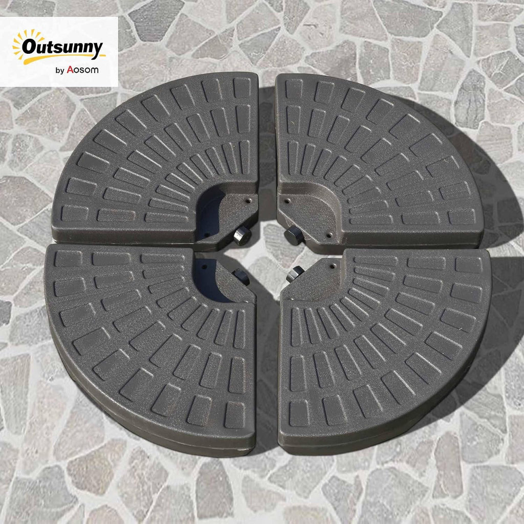 4 Pieces Cantilever Patio Umbrella Base, Fan Shaped Umbrella Weight w/Built-in Handles & Rugged Material