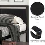 14 Inch King Metal Platform Bed Frame with Wooden Headboard and Footboard, Mattress Foundation, No Box Spring Needed