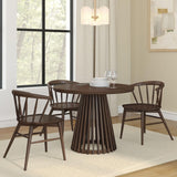 Round Dining Table, 38", Wooden, Pedestal, Minimalist Kitchen Table for 4 for Dining Room, Walnut