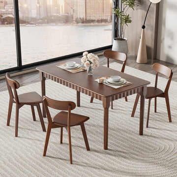 59 Inch Solid Wood Dining Table for 4-6, Farmhouse Kitchen Table with Large Tabletop, Mid Century Modern Table for