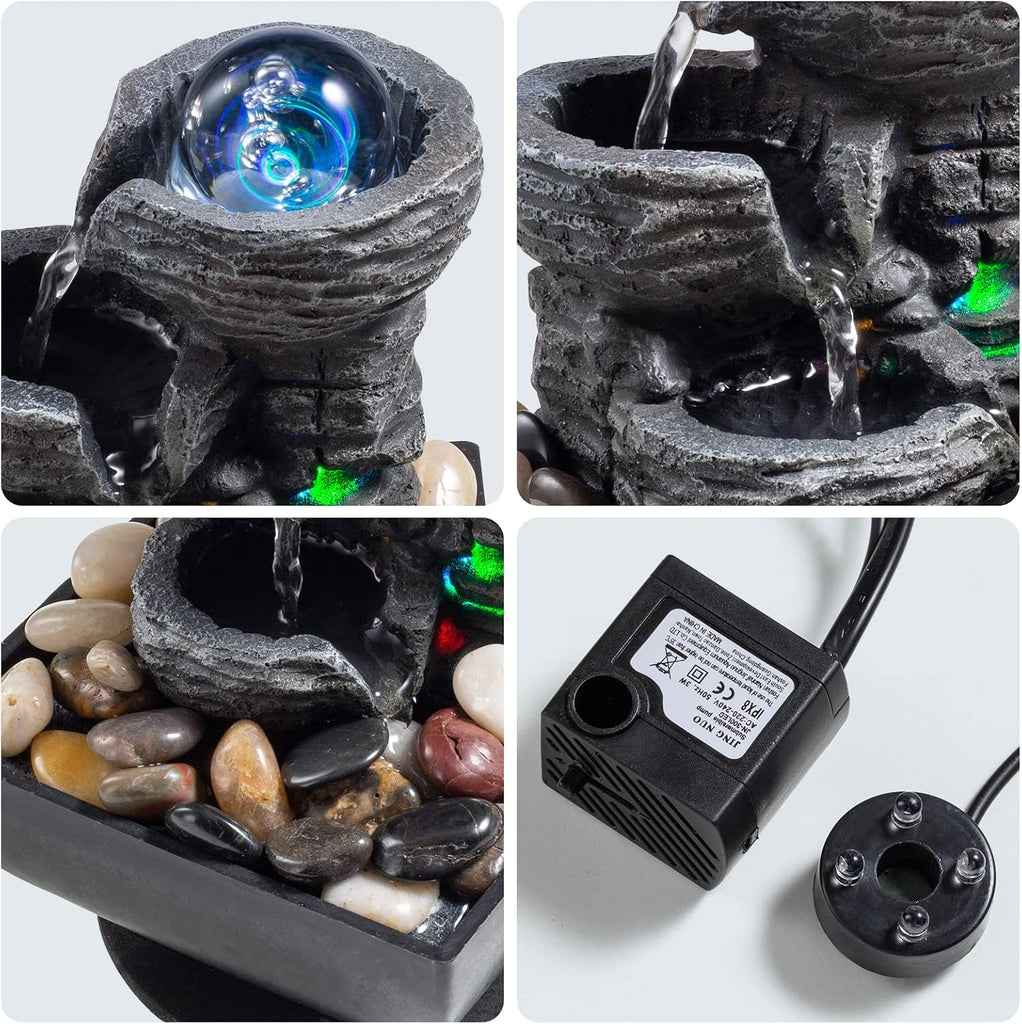 Tabletop Fountain Indoor Waterfall Meditation Fountain Like Layers of Rock Desktop Water Feature Includes Many
